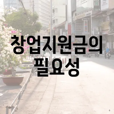 창업지원금의 필요성