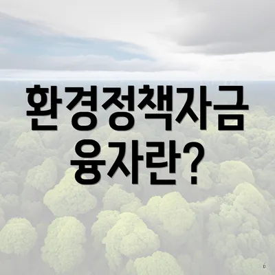 환경정책자금 융자란?